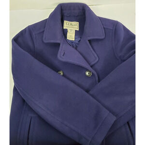 L.L. Bean Pea Coat Women's size Medium Petite Fleece Purple